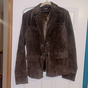 Studded leather suede jacket